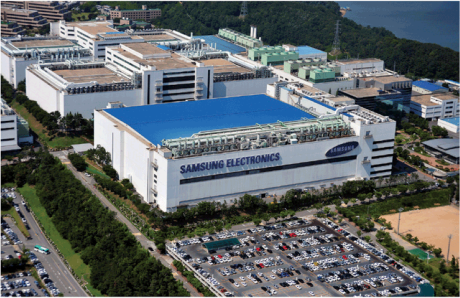 Flygbild över Samsung Electronics fabrik