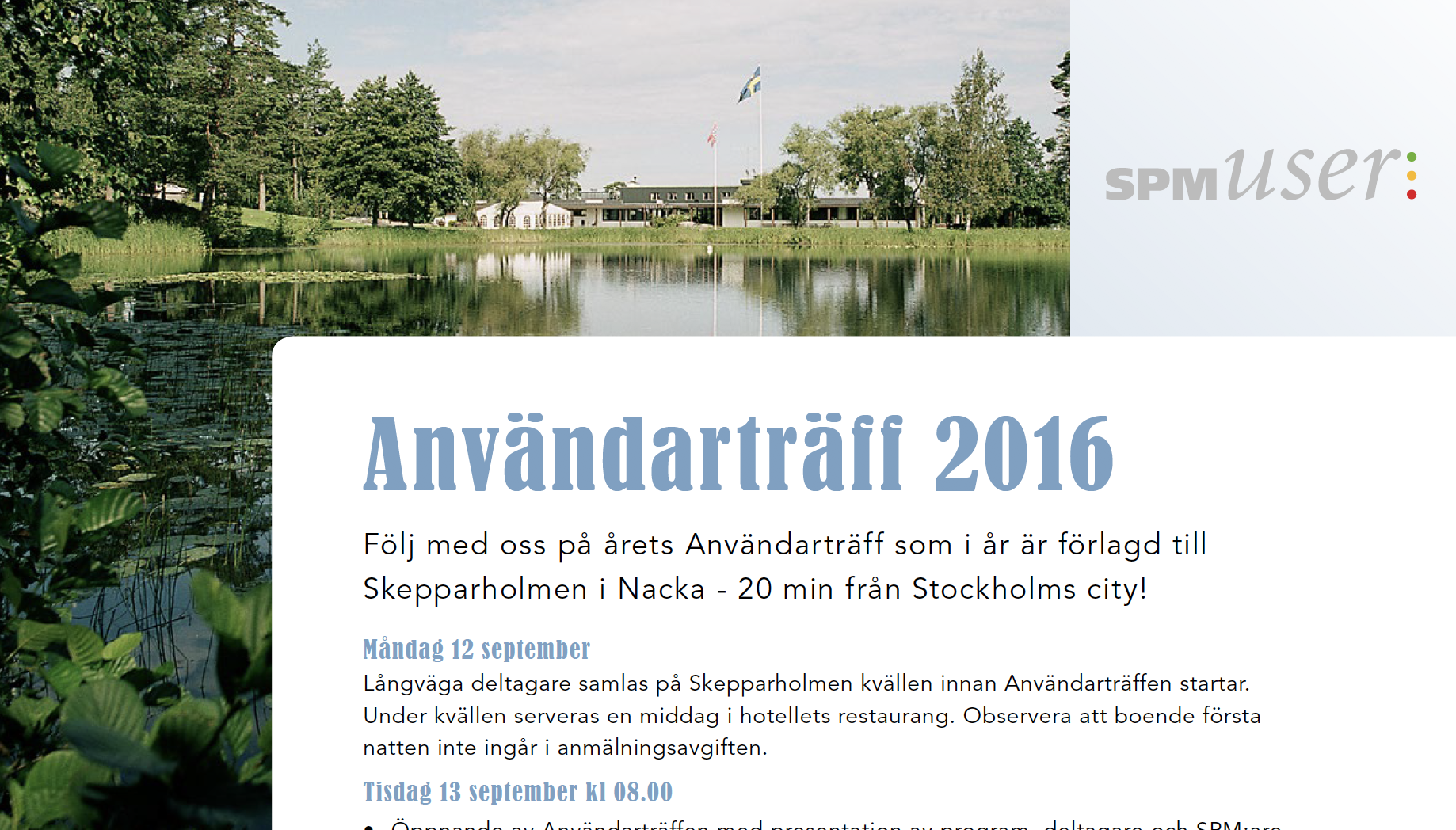 Skärmklipp av inbjudan till Användarträff 2016